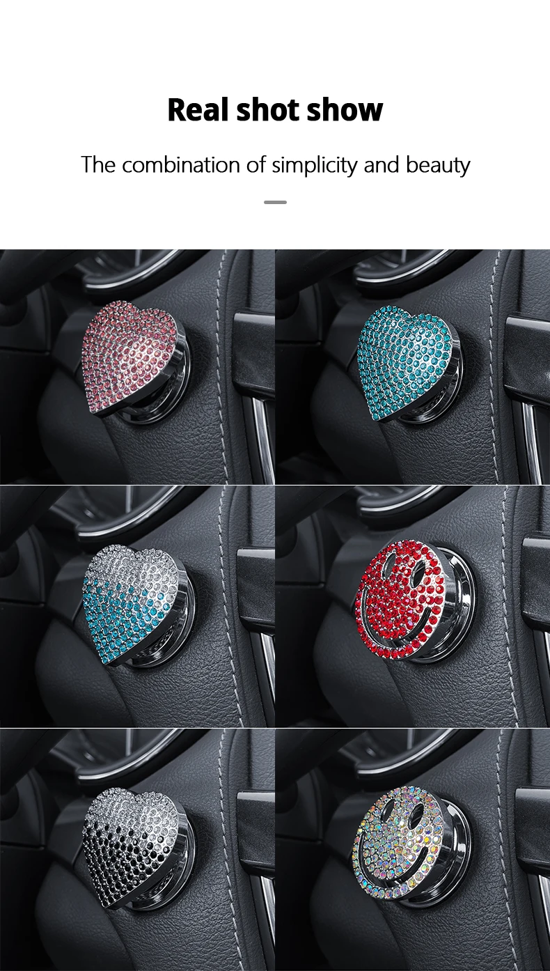 Car Diamond Interior Car Button Decoration Ring Crystal Push Start