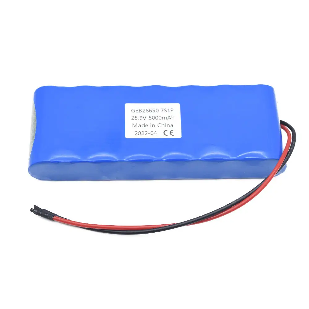 GEB Customized Li-Ion-Battery 25.9V 5Ah 7S1P Rechargeable 18650 Lithium Ion Battery Pack 3.7V Customized Lifepo4  Battery Pack