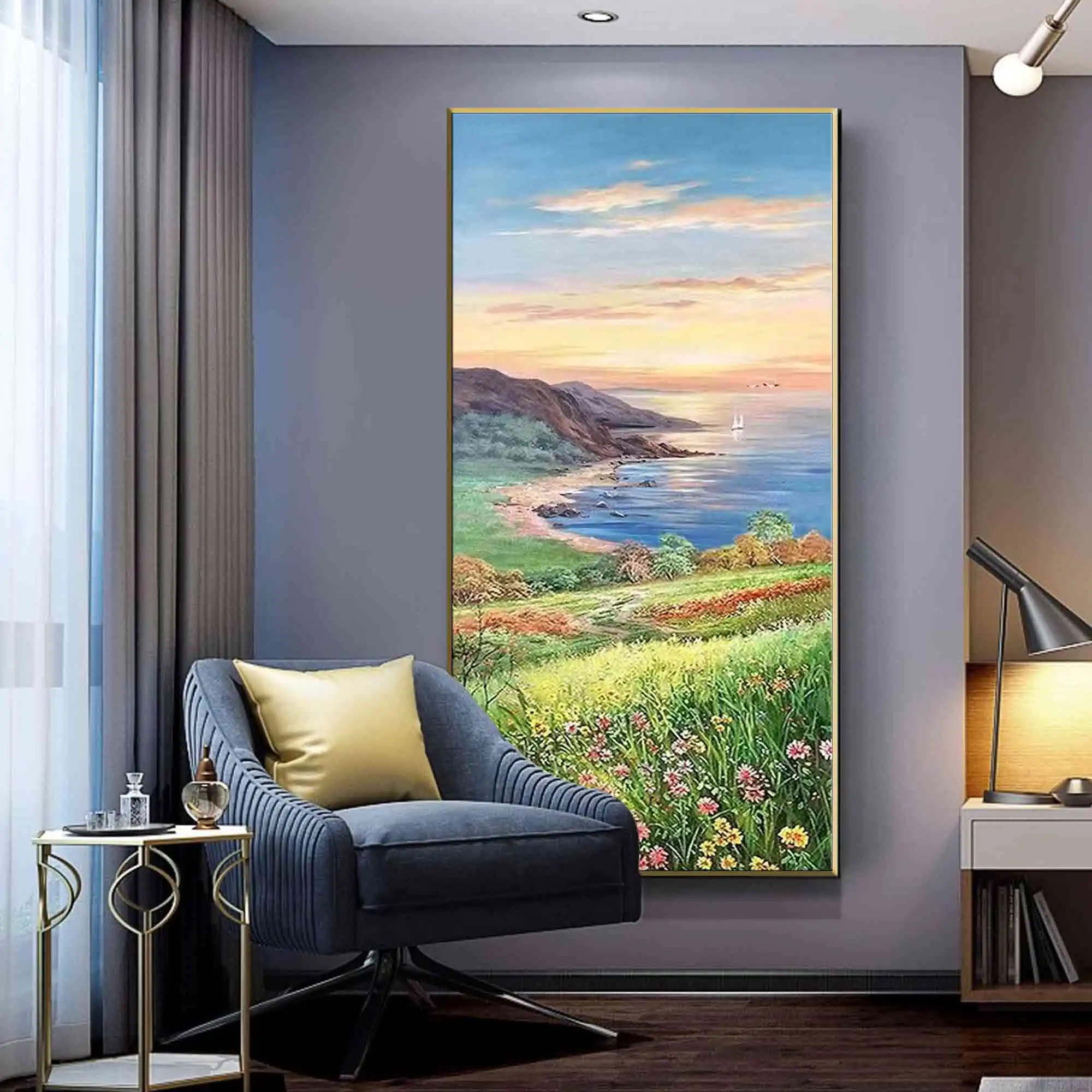 Beautiful Scenery Landscape Hand Painted Oil Painting on Canvas Wall ...