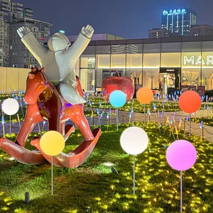 Colorful LED Solar Lawn Light with Luminous Ball Design for Beach Garden Outdoor Landscape Decor for Christmas Indoor Holiday