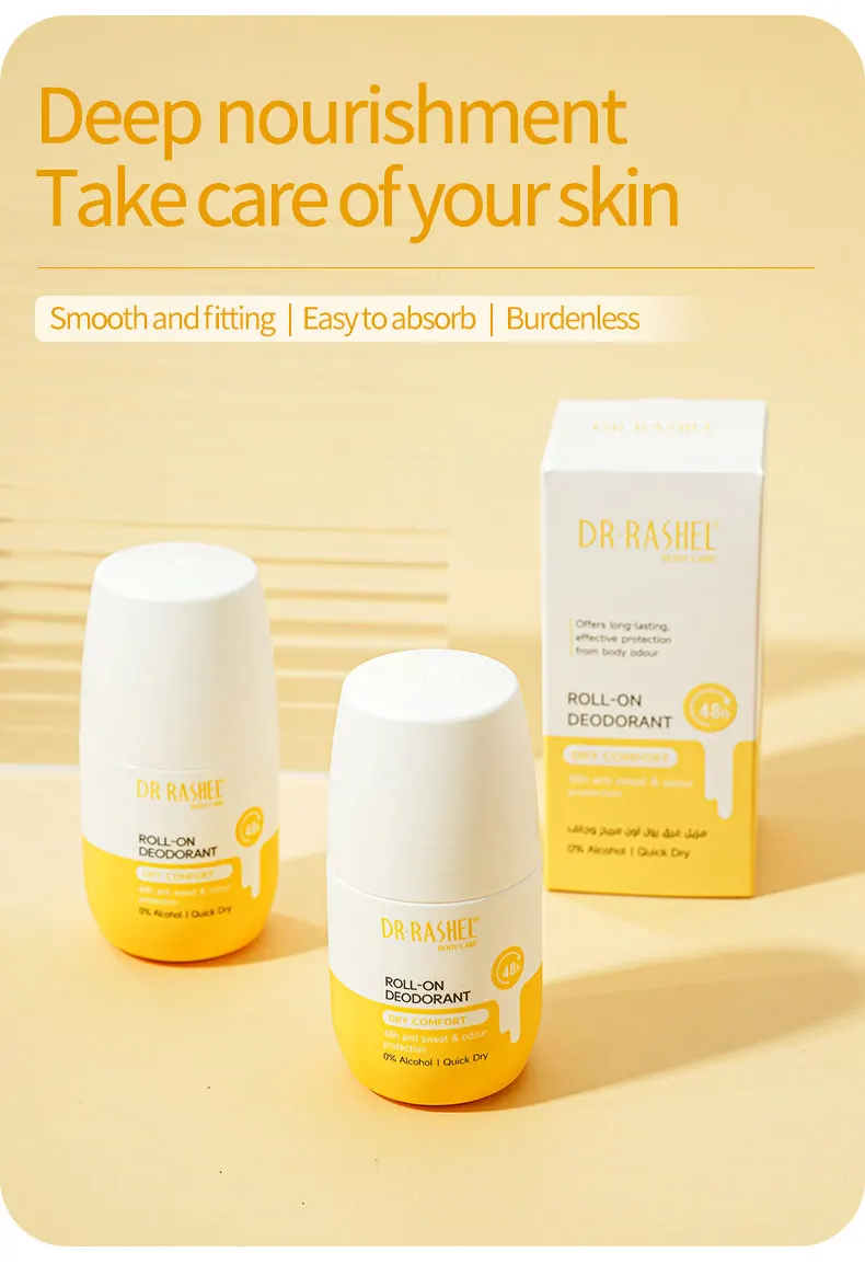 For Quick Dry Comfort Roll-On Deodorant Solid Mineral 48h Anti Sweat & Odour Protection for Daily Use