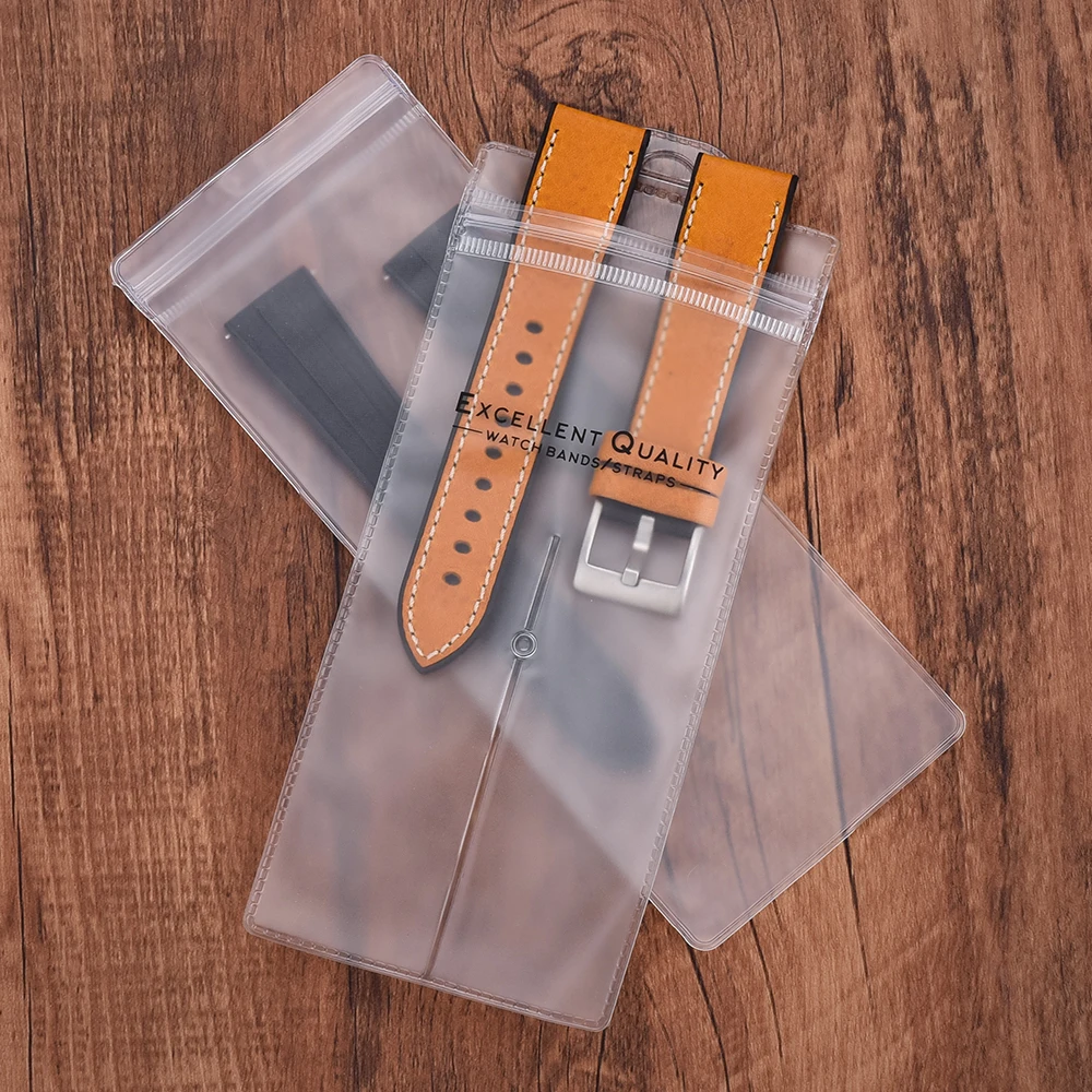 Juelong Custom Logo Transparent Watch Strap Bag PVC Watch Strap Packing for 2 Piece Style Watch Strap Packaging