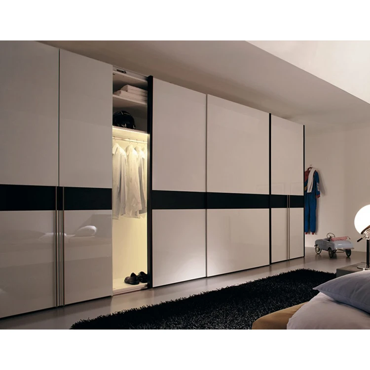 China Factory Custom Free Standing Two Sliding Doors Wardrobes Furniture Design Modern Bedroom Grey Wood Wardrobe