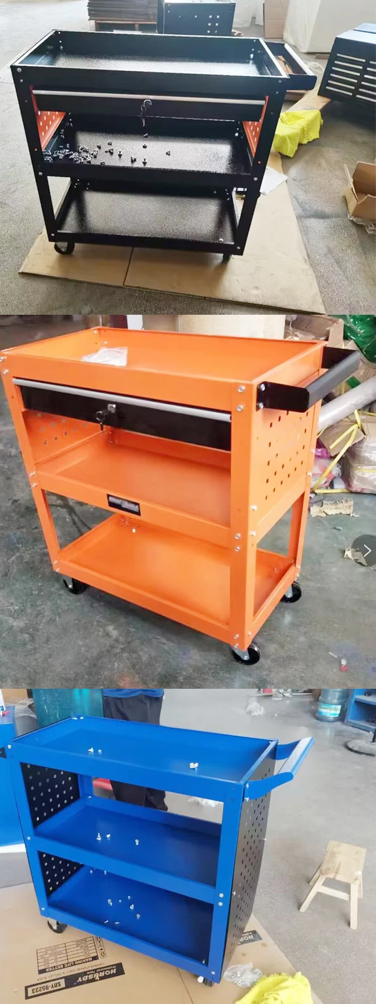 Three-layer 3 Tier Car Maintenance Tools Cabinet Trolley Multi ...