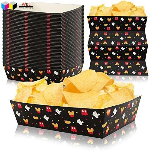 Boat Shape Recycled Custom Designed Disposable Paper Cinema Snack Tray