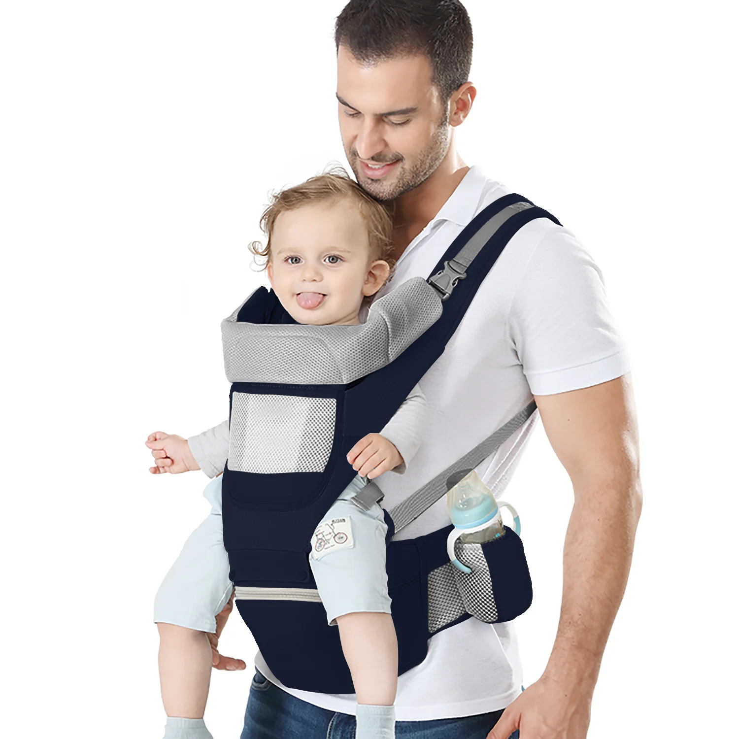Baby Carrier Ergonomic Infant Carrier With Hip Seat Kangaroo Bag Soft ...
