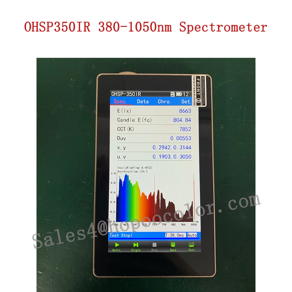 3801050nm Led Light Spectrum Tester Spectrometer Ohsp350ir Irradiance