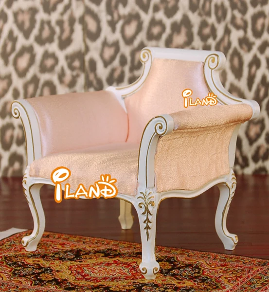 Iland Dollhouse Miniatures Pink Chair Sofa Armchair 1:6 Scale Doll House Furniture for Blythe BJD OB11 Fashion Dolls SL004