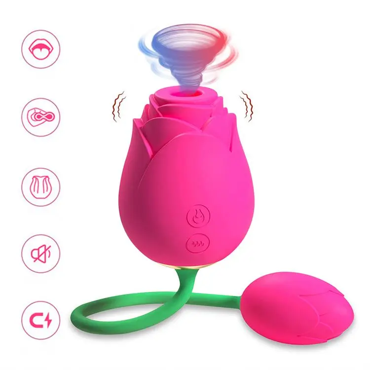 The 2 in 1 Rose Vibrator Dildo Egg Double Head Vagina Sexy Toys for Men Adult Sex Rose Vibrator