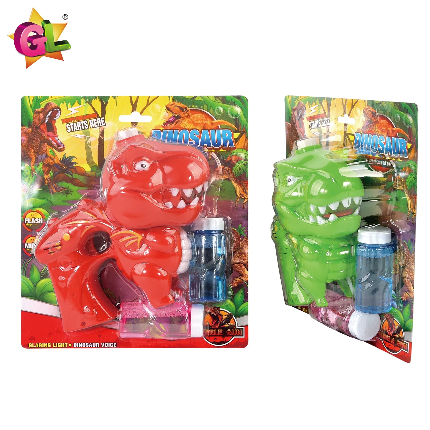 Light Up Bubble Toys Electric Dinosaur Bubble Gun With Sound Led Bubble ...