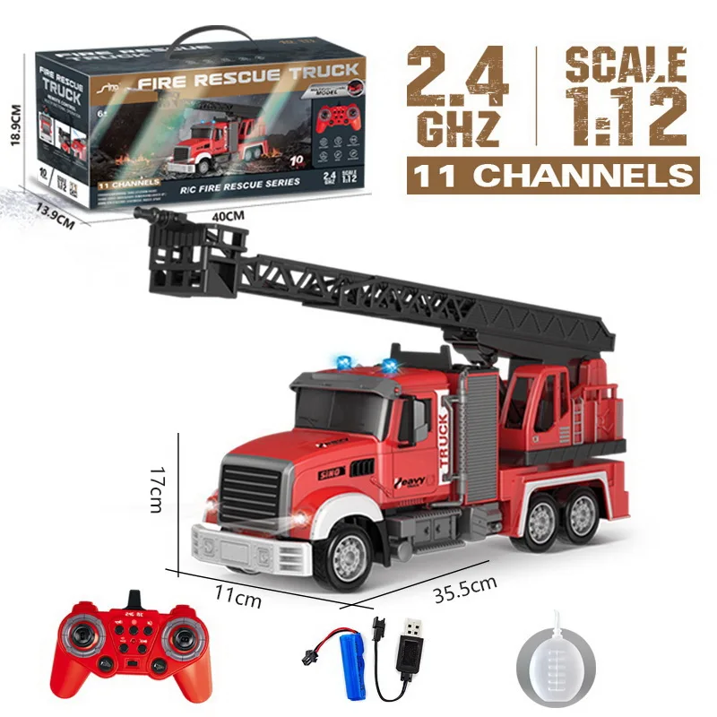 Firefighting Ladder 11CH RC Truck - Toy with Lights & Sound
