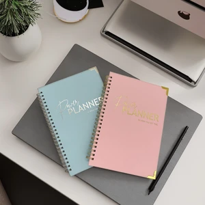 Black Gold Spiral Diary A5 Size Fabric PP Cover Engagement Gift Notebook Countdown Calendar Planner Organizer Thread Sewing