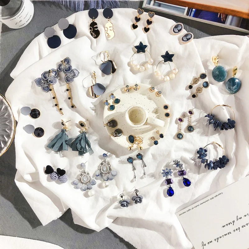 80150pcs Each Kg Sell By Weight New Blue Gray Earrings For Women Bulk