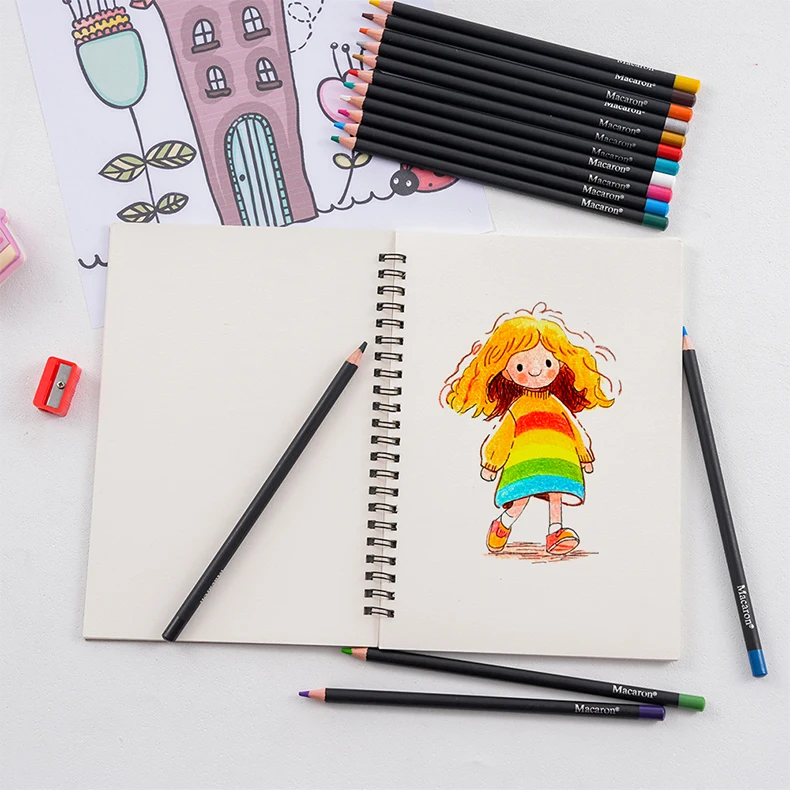 Professional Soft Drawing Pencils 15 Macaron Colours With Sharpener_voghion.com