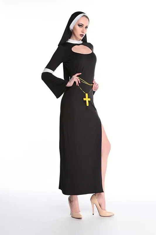 Medieval Missionary Cosplay Costume Adult Women Sexy Religious Sister Priest Nun Fancy Dress