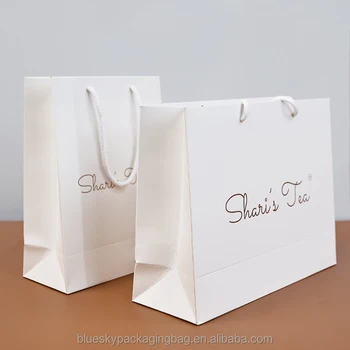 Custom Printed Cardboard Shopping Bag With Handles Garment White Cardboard Paper Shopping Bags With Your Own Logo