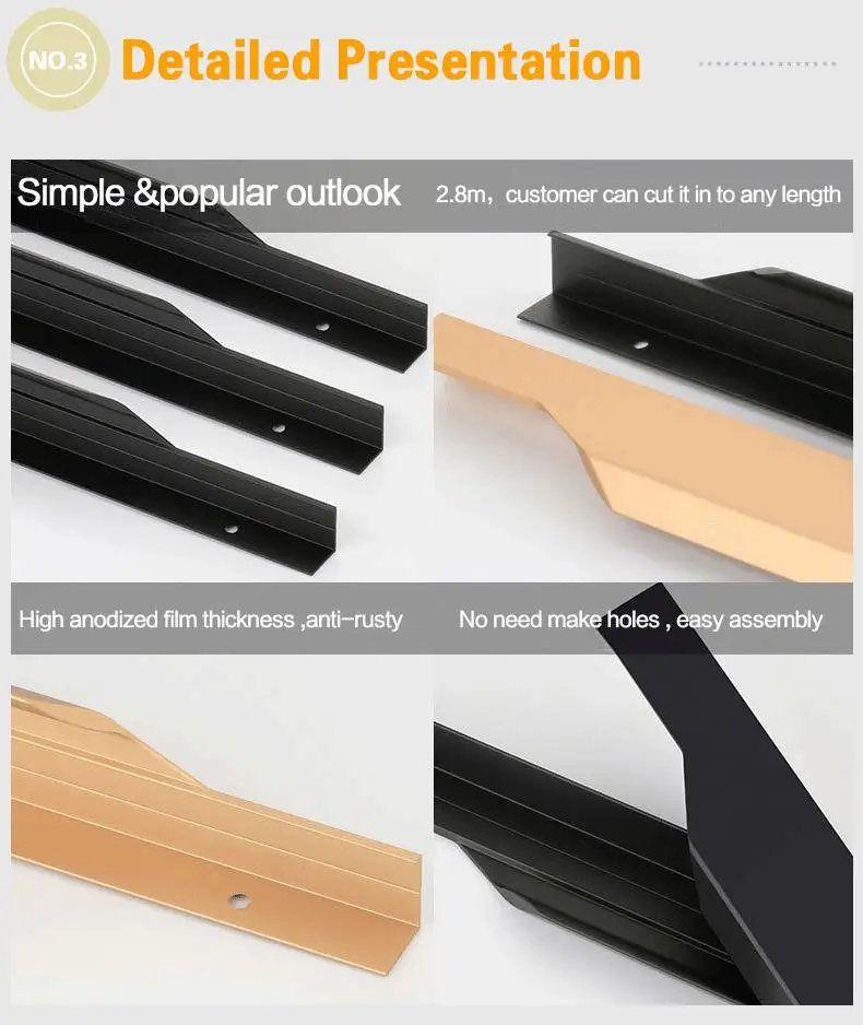 Invisible Long Pulls Handles Wardrobe Furniture Door Handles