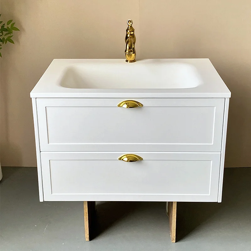 product minimalist style oak wall mounted bathroom cabinet combination integrated basin ceramic washbasin cabinet-5