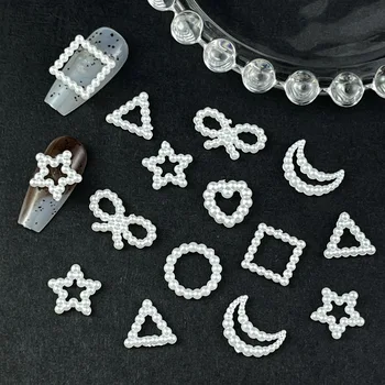 3D Skeleton pearl love heart white bow moon ABS Kawaii Nail Art DIY Phone Case Nail Accessories hair card  handmade  decoration