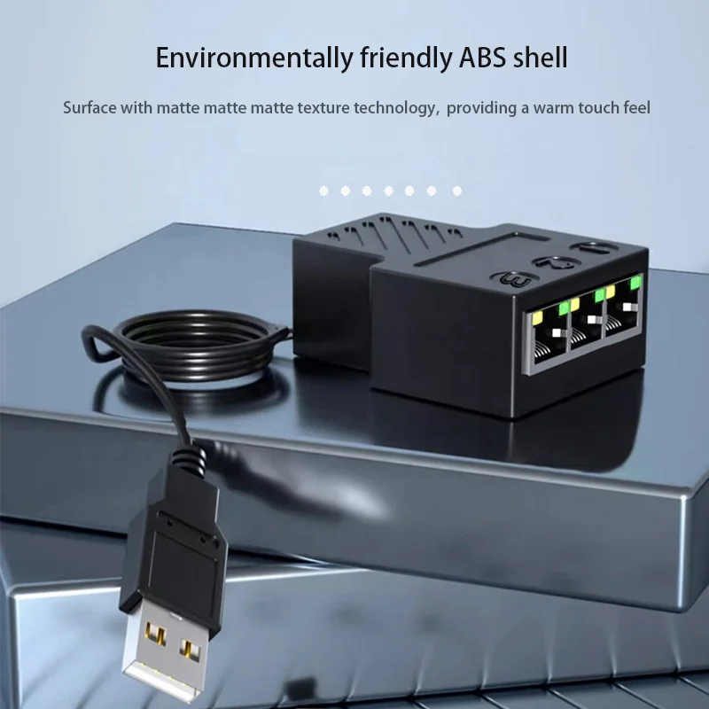 RJ45 LAN Network Adapter Switch with USB Cable 3-in-1 Ethernet Network Socket Internet Cable Connector