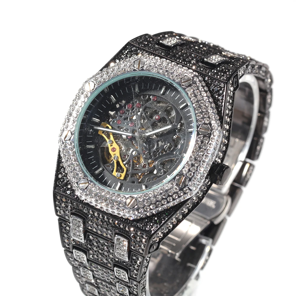 Black Gold Iced Out Mechanical Watches