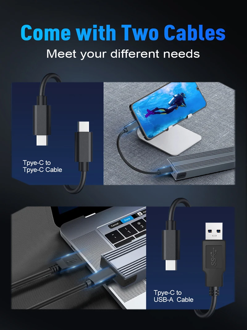 VCOM External SSD Casing 10Gbps USB C to M.2 NVMe M B Key 2280 2260 ...