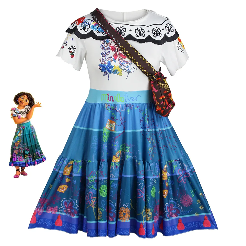 Hot Sale Encanto Character Mirabel Cosplay Halloween Costumes Princess  Dress and Bag for Women