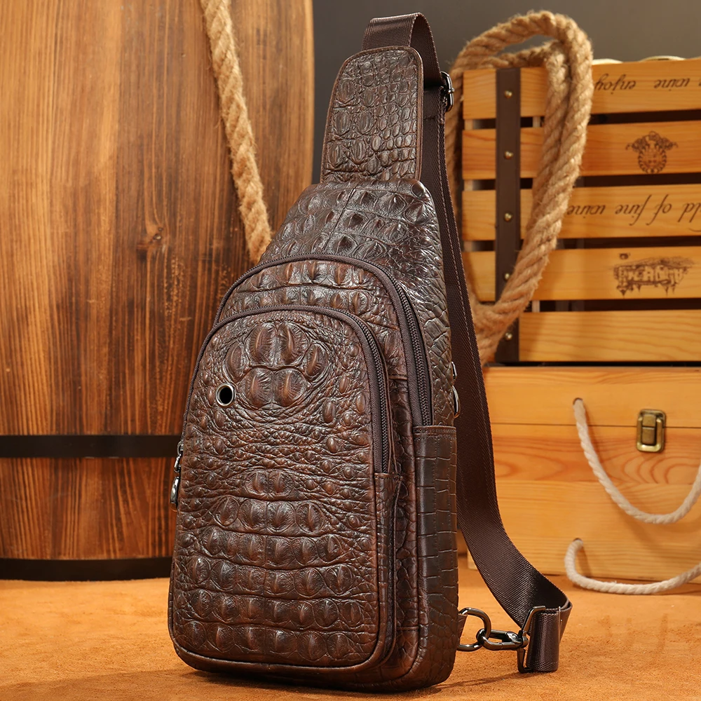 MARRANT Retro Men Crocodile Print Leather Shoulder Bag