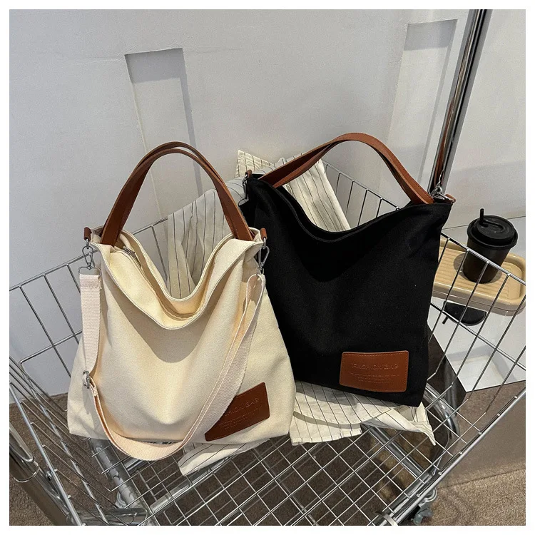 Wholesale Suitable Capacity Pocket Zipper Canvas Tote Bags With Custom ...
