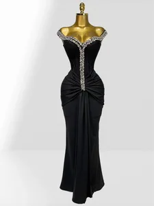 2026 New Arrival Luxurious Sparkling Diamond Sexy Off-Shoulder Low-Cut Bodycon Mermaid Dress Elegant Party Evening Gown