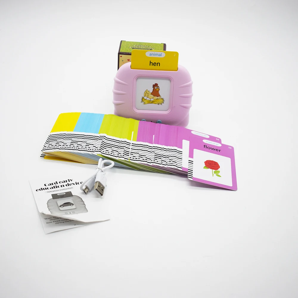 Arabic Learning Reading Cards Toy Cat Shaped Germany French Spanish Italian Flash Cards English Learning Machine with 224 Words