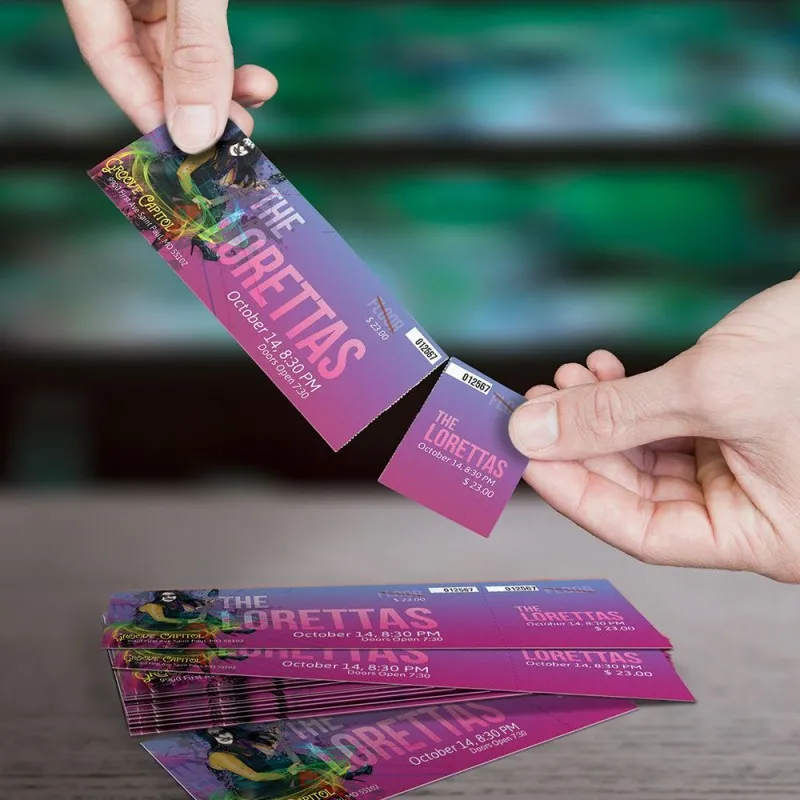 Custom Secure Event Ticket Printing With Tear Line and Scratch Off for Nigh Club Concert Events Creative Vip Pass Tickets