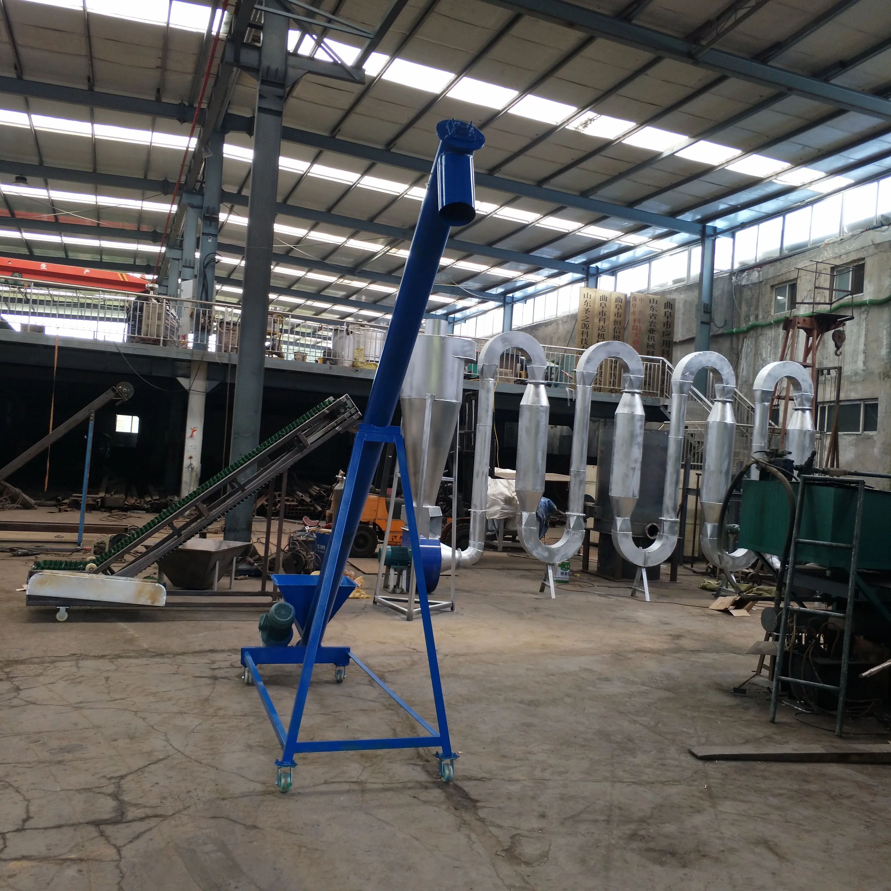 Single Tube Inclined Stainless Steel Spiral Elevator Fast Grain Loading and Receiving