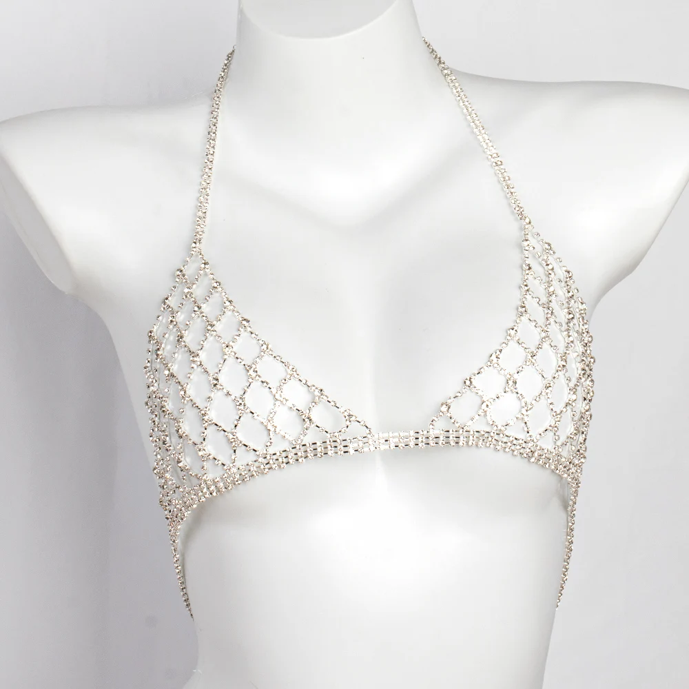 New Design Fashion Geometric Full Diamonds Shiny Bling Underwear Bra