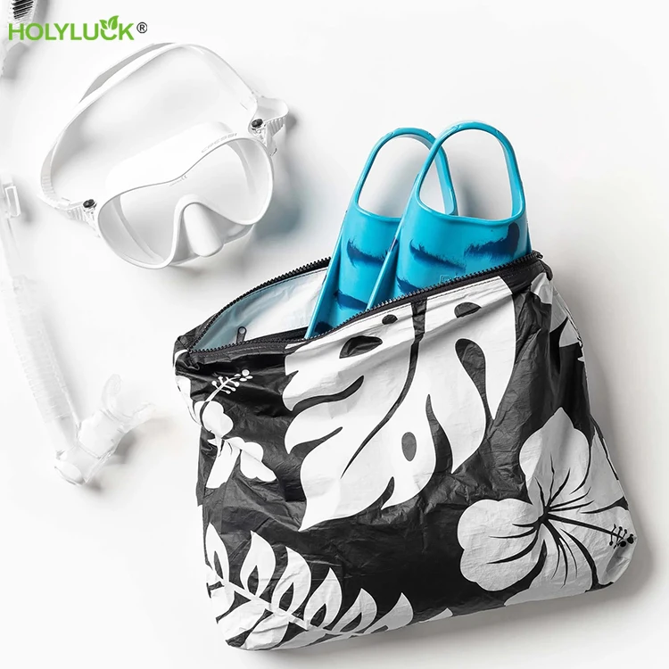 Holyluck Reusable Waterproof Tyvek Makeup Pouch Bikini Swimsuit Bags  Small Custom Dupont Tyvek Paper Cosmetic Bag For Beach