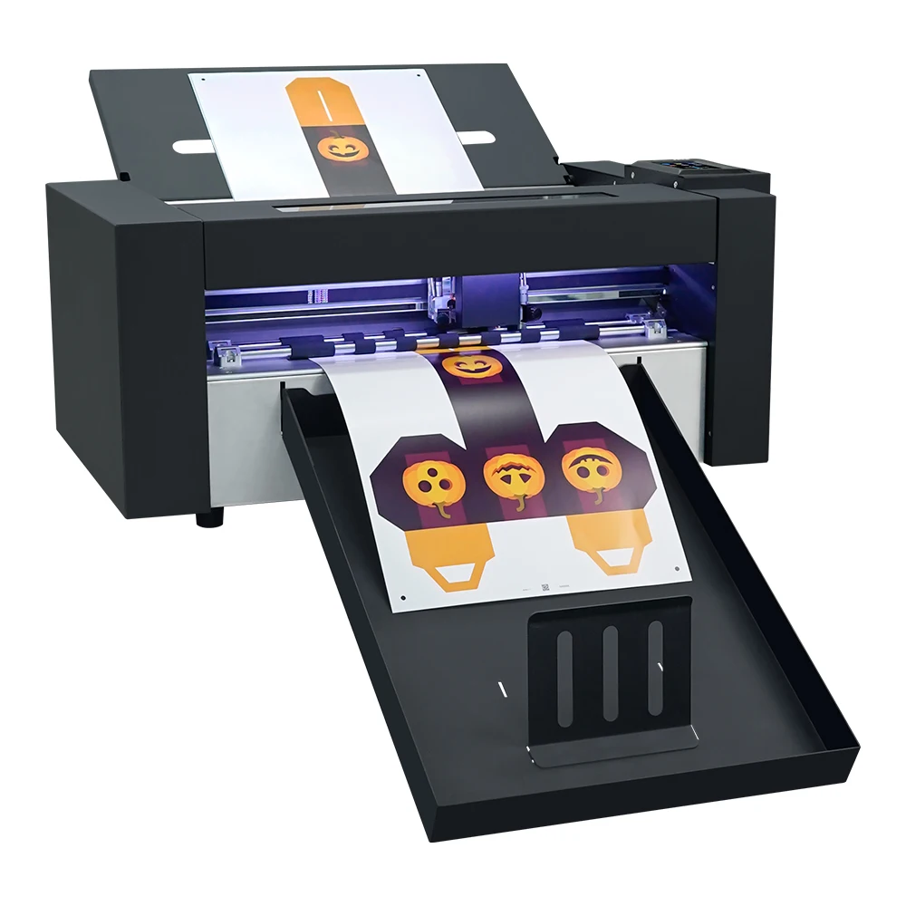 2025 Newest Automatic Feeding Digital Double Heads Label Paper Cutting and Creasing Folding Machine with Two Blades