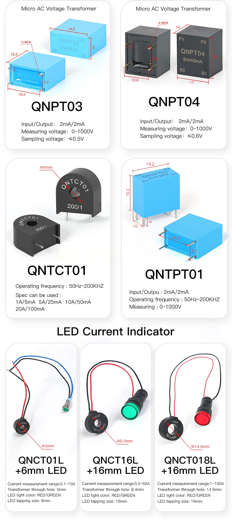 Split Core Current Transformer QNCTK1-10 1A 1V 50A 333mV 100A 0.707V 150A 5V 20A 3.33V 80A Open Type Current Sensor Clamp CT