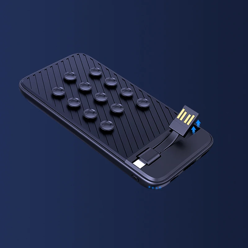 8000mAh Power Bank Wireless Charging with Cable Suction Cup Power Bank with LED logo
