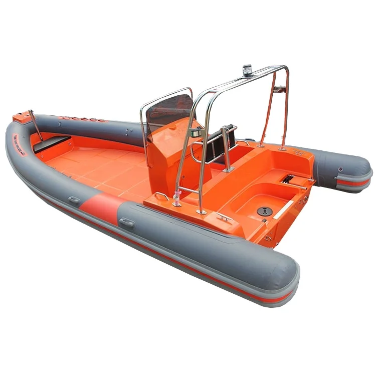 Bagong Luxury 760 Patrol Rigid RIB Hypalon Fiberglass Inflatable Boat na May Outboard Motor