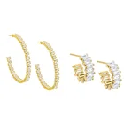 Silver Hoop Silver Baguette Earring Gemnel Bride Jewelry Custom 925 Silver Women 18K Gold Baguette Cubic Zirconia Hoop Wedding Earrings