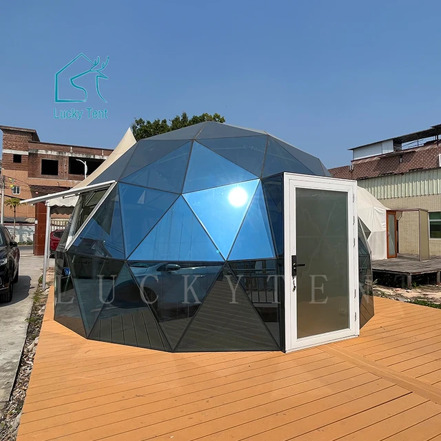 Outdoor Camping Event Dome Tent Glass / Glass Dome House / Resort Glamping Glass House Aluminum