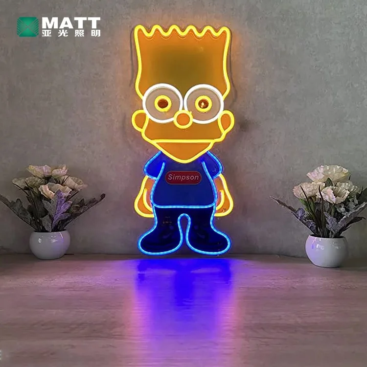 マットカスタム バート・シンプソン ネオンサイン LED 壁飾り 24色展開