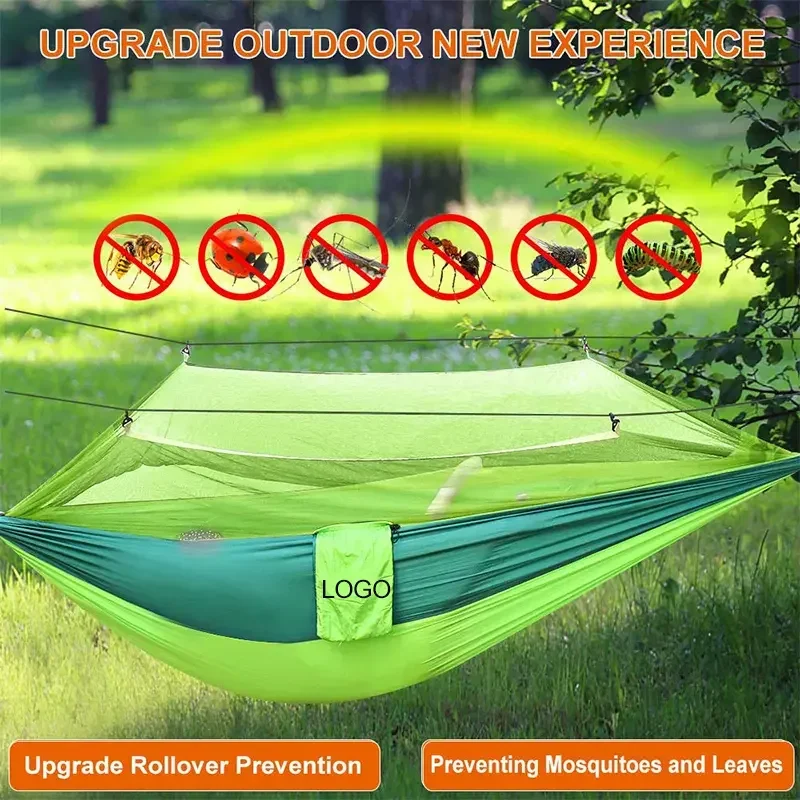 Source Factory Wholesale 210t Nylon Parachute Camping Hammock With Mosquito Net for Traveling