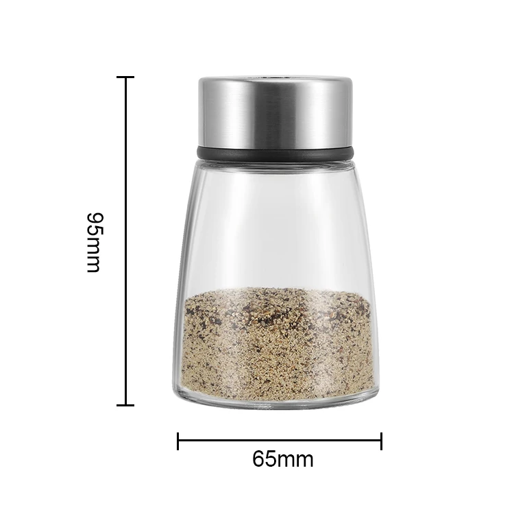 Kitchen Utensils Herb and Spice Tool Decorative Salt and Pepper Shaker Clear Large and Metal Lid Spice Shaker With Glass Bottle
