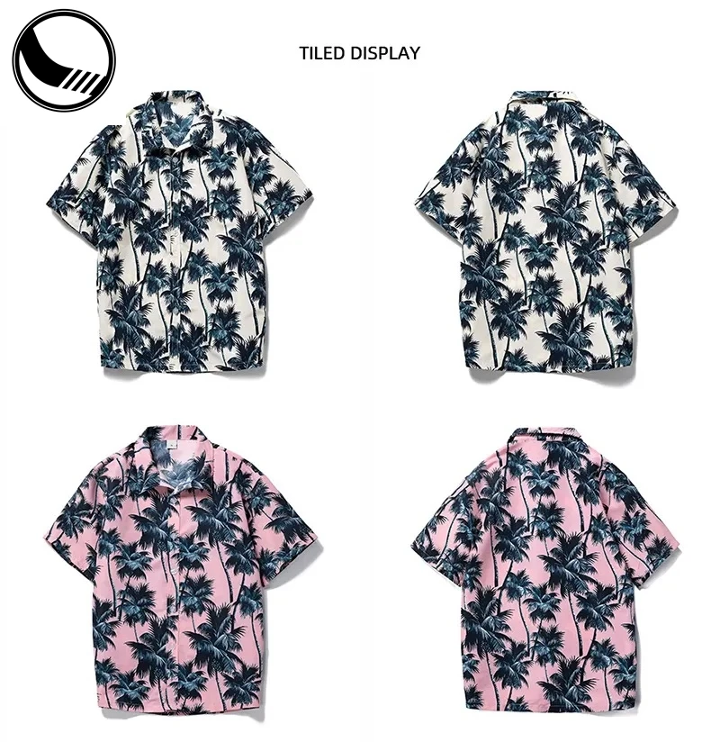 Polyester Digital Print Fashion Beach Golf  Button up Shirt Rayon Style Wholesale Printed Custom Hawaiian Shirts for Men factory