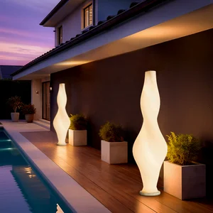 Modern Outdoor LED Floor Lamp, Unique Twisted Vase Shape, Ideal for Garden, Pool Area & Terrace Outdoor Floor Lights