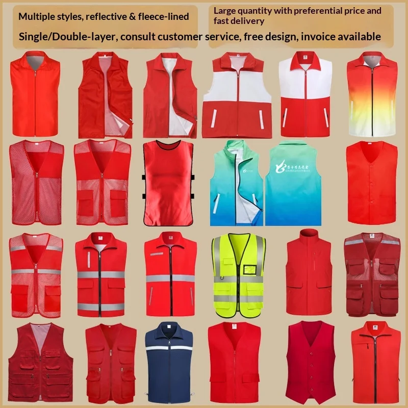 Multi-pocket Sleeveless Polyester Volunteer Vest Workwear Custom Printed with Text logo Children’s Summer Season Activity Vest preview 2