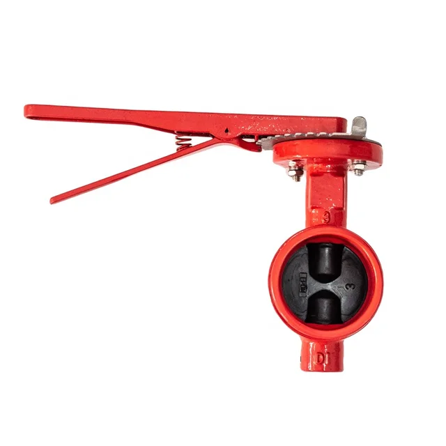Rubber PTFE Seated Grooved Butterfly Valve with Hand Lever for Fire Fighting