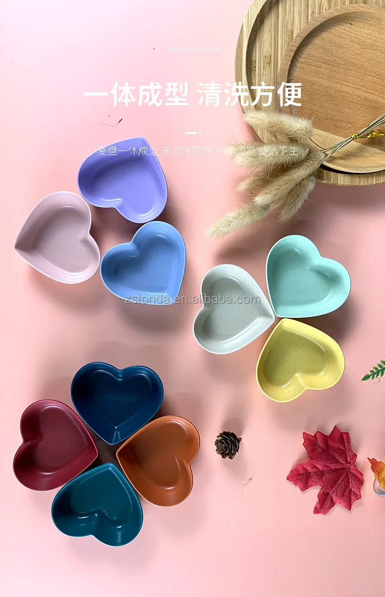 Cute Condiment Dishes Snack Serving Dishes Dipping Bowl Wheat Sauce Seasoning Dish Mini Heart