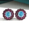 Black gold sea blue ear studs